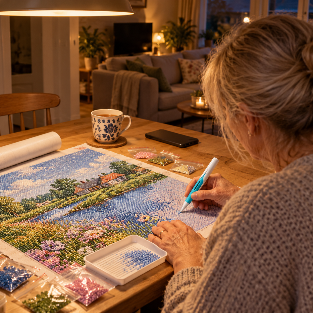 DiamantPunt™ - automatische diamond painting pen zonder wax, voor ronde steentjes