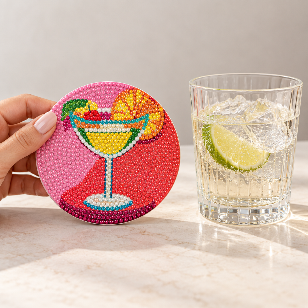 Proost™ Diamond Painting Onderzetters – set van 8 met houder