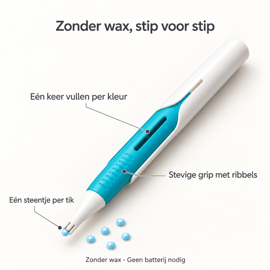 DiamantPunt™ - automatische diamond painting pen zonder wax, voor ronde steentjes