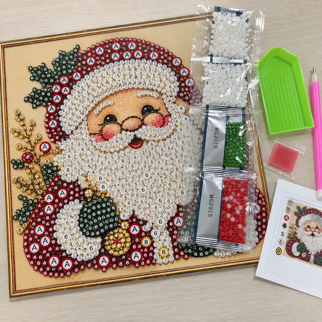 ParelRelief – Kerst Diamond Painting met 3D-parels op print