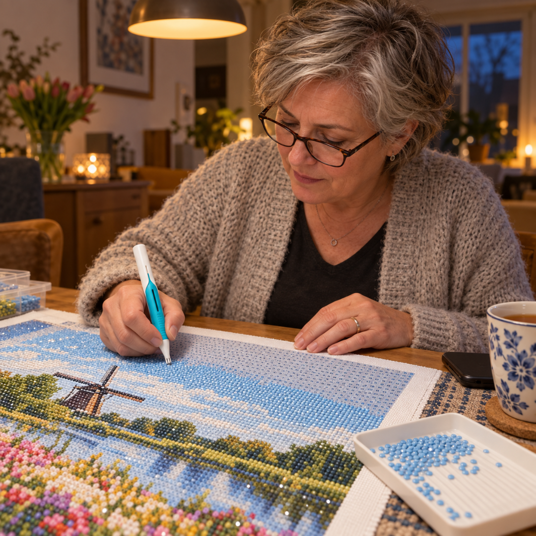 DiamantPunt™ - automatische diamond painting pen zonder wax, voor ronde steentjes