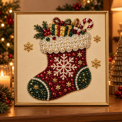 ParelRelief – Kerst Diamond Painting met 3D-parels op print