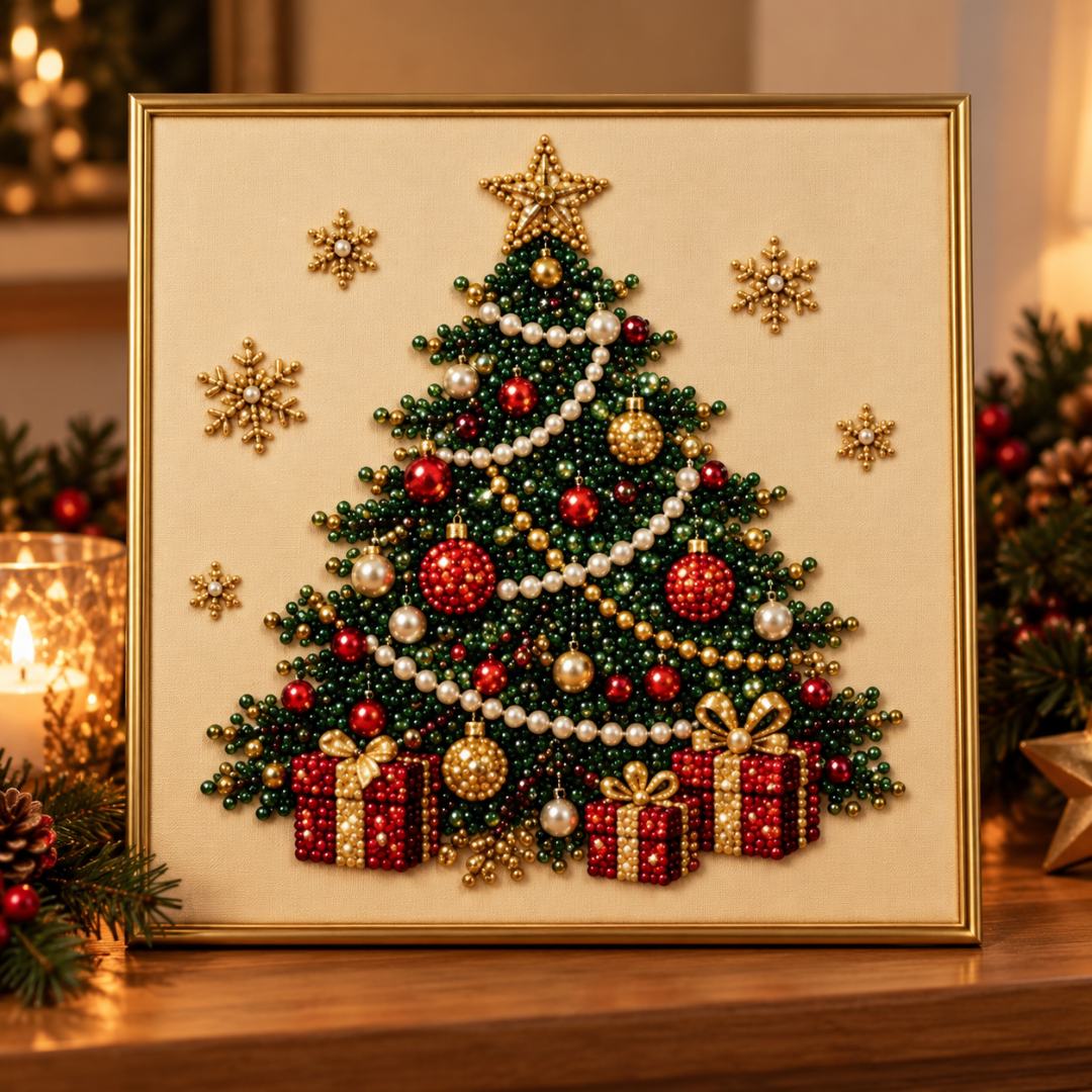 ParelRelief – Kerst Diamond Painting met 3D-parels op print