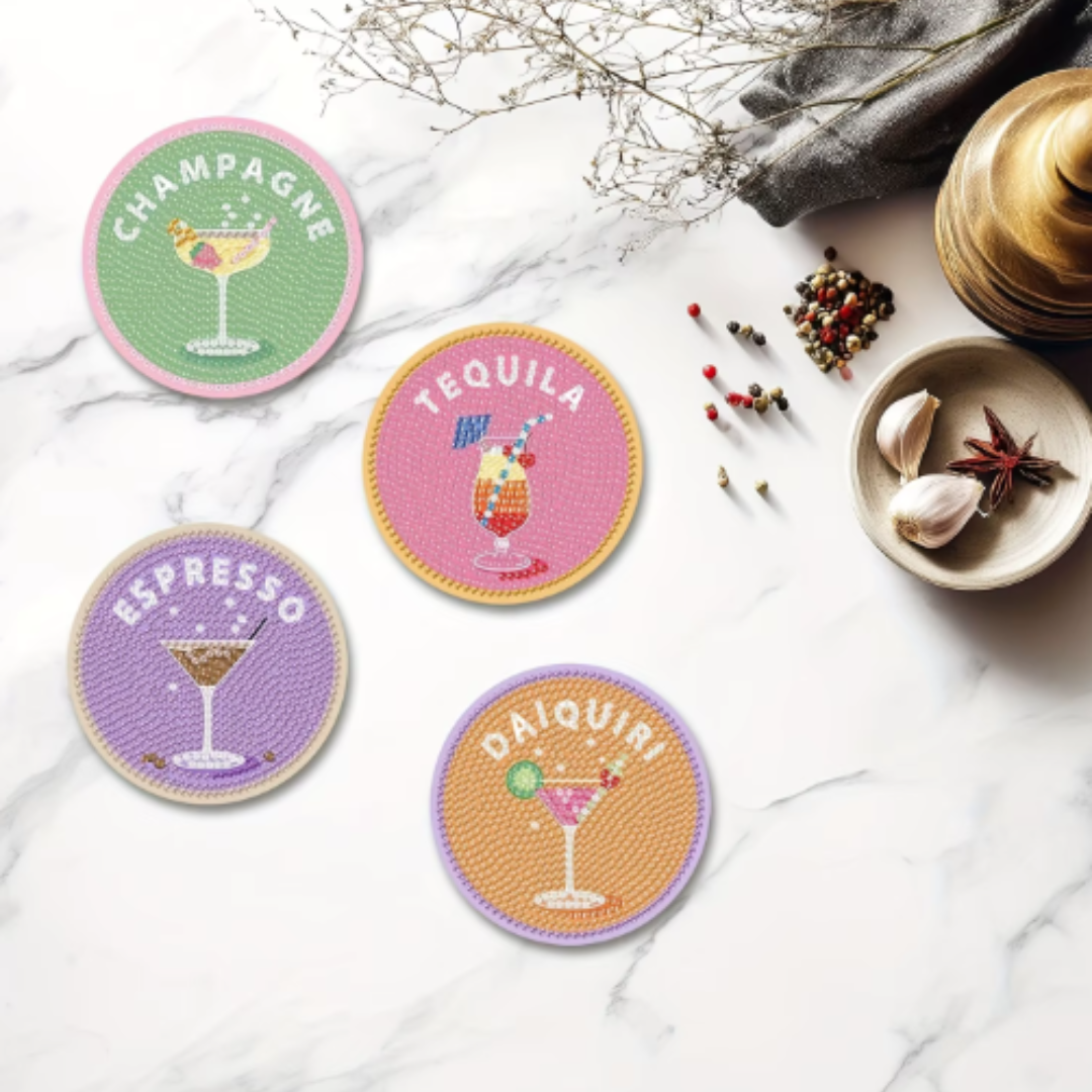 Proost™ Diamond Painting Onderzetters – set van 8 met houder