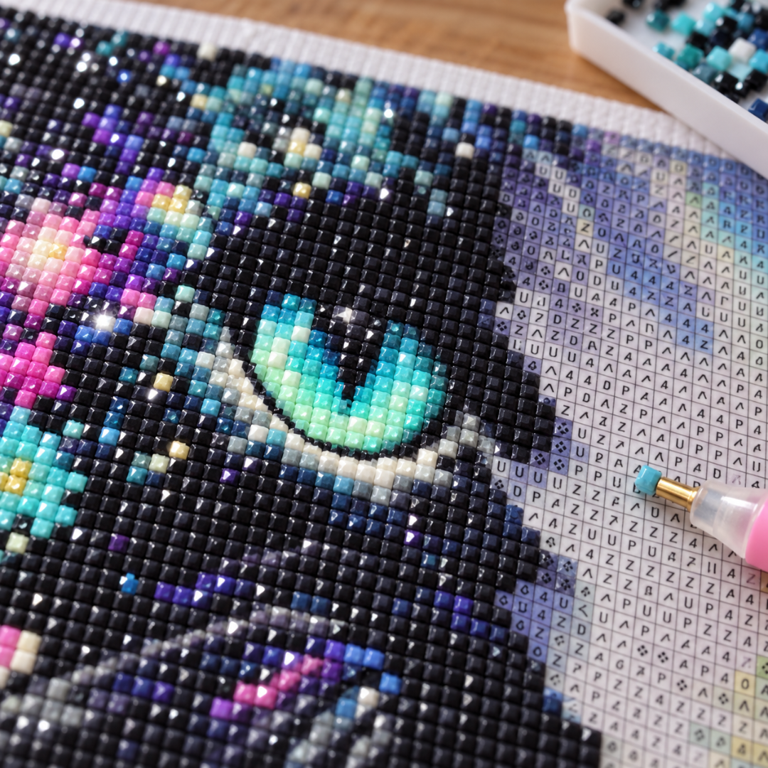 Nachtkat™ – Diamond painting die je helemaal beplakt