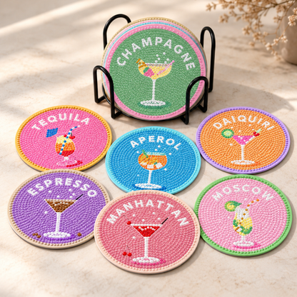 Proost™ Diamond Painting Onderzetters – set van 8 met houder