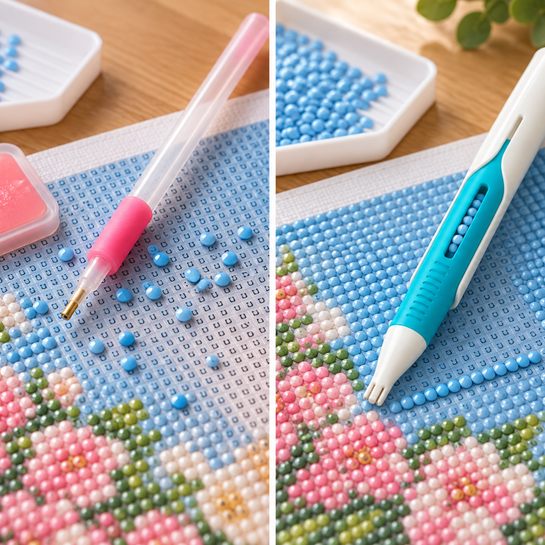 DiamantPunt™ - automatische diamond painting pen zonder wax, voor ronde steentjes