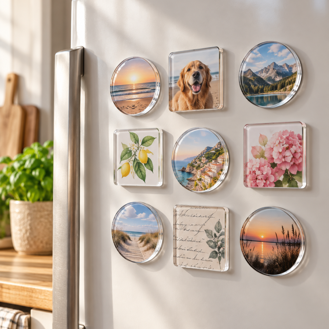 Blijvertje™ – Fotomagneten van helder acryl, zelfklevend zonder lijm