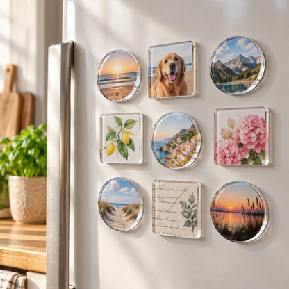 Blijvertje™ – Fotomagneten van helder acryl, zelfklevend zonder lijm