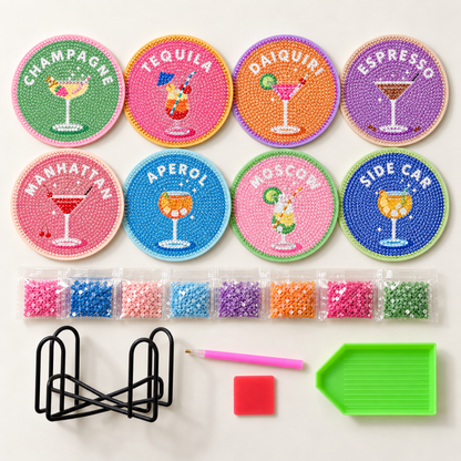 Proost™ Diamond Painting Onderzetters – set van 8 met houder