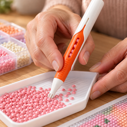 DiamantPunt™ - automatische diamond painting pen zonder wax, voor ronde steentjes