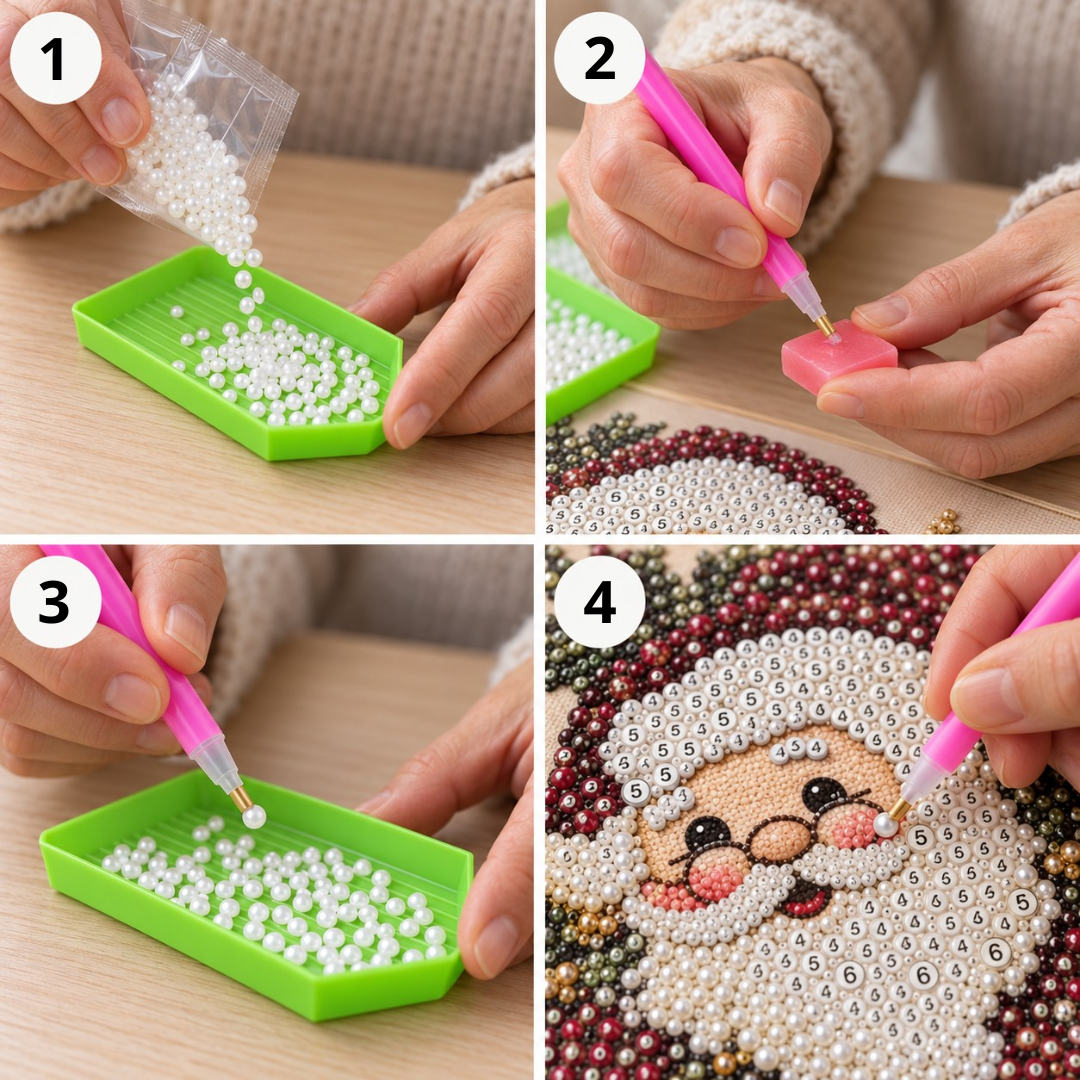ParelRelief – Kerst Diamond Painting met 3D-parels op print