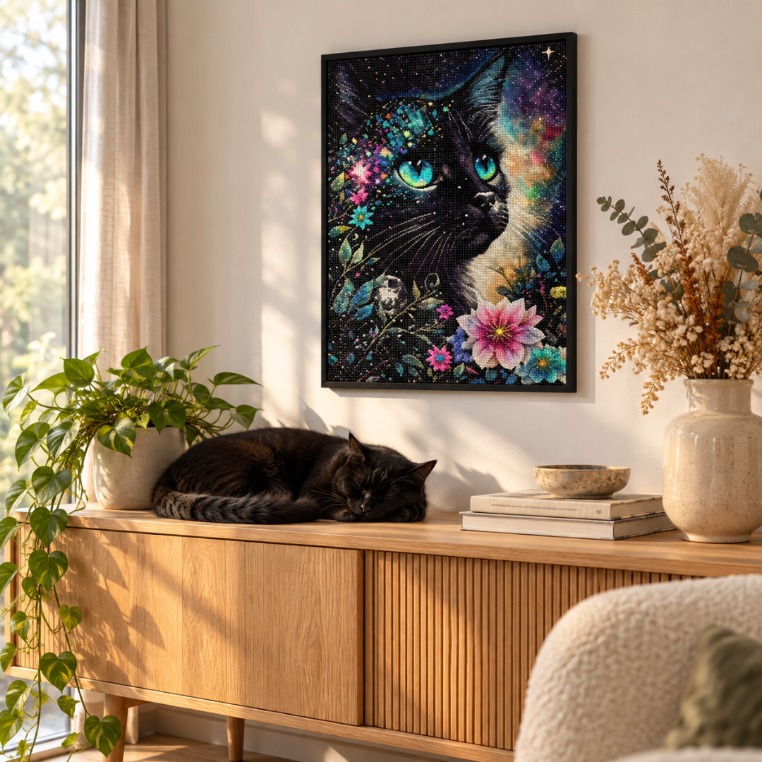 Nachtkat™ – Diamond painting die je helemaal beplakt