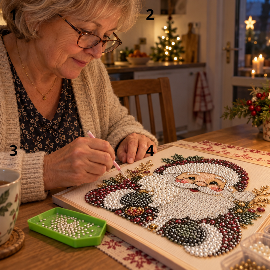 ParelRelief – Kerst Diamond Painting met 3D-parels op print