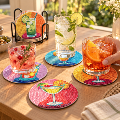 Proost™ Diamond Painting Onderzetters – set van 8 met houder